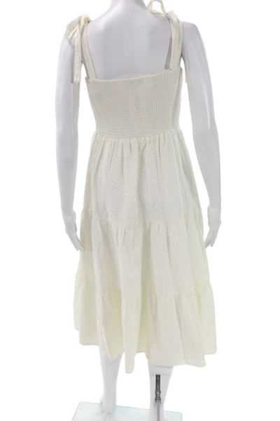 Madewell Women Sundress Ivory Cotton Sweetheart Sleeveless Boho Knee Size XS