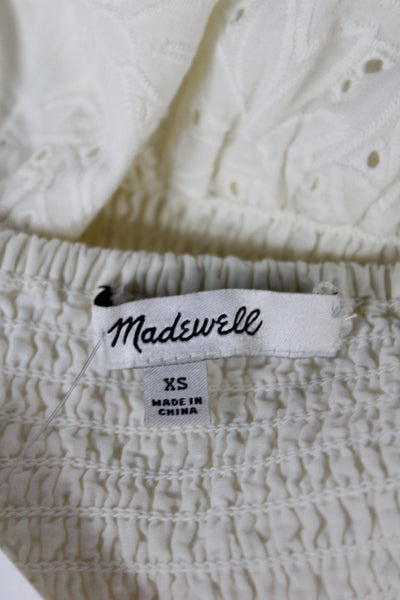 Madewell Women Sundress Ivory Cotton Sweetheart Sleeveless Boho Knee Size XS