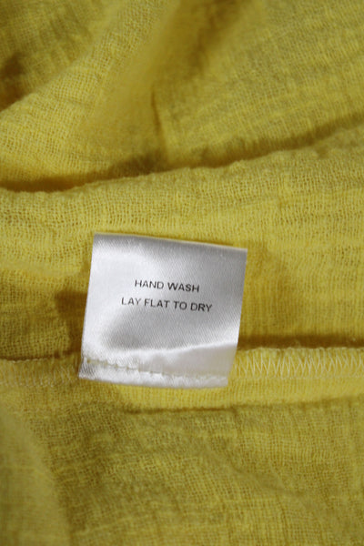 The Westside Womens Maxi Dress Yellow V-Neck Long Sleeve Cotton Size S