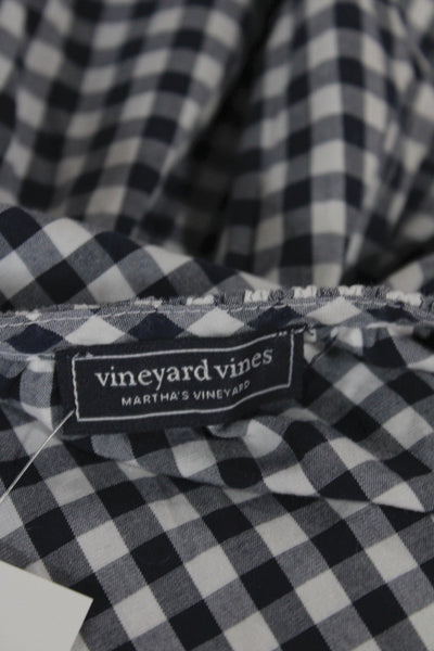 Vineyard Vines Women Blue Gingham V-Neck Short Sleeve Sundress Midi Size S