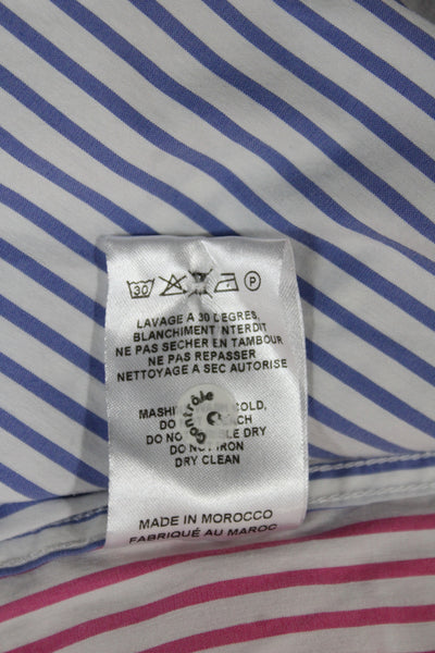 Solid & Striped Women Tunic Button-Up Striped Collared Long Sleeve Blue Size M
