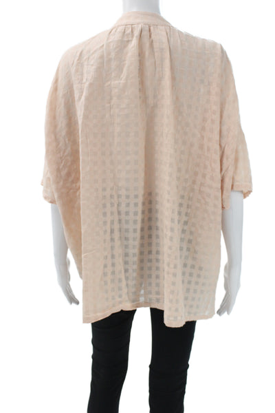 Two Women Pink V-Neck Check Tunic 3/4 Sleeve Pullover Size 0
