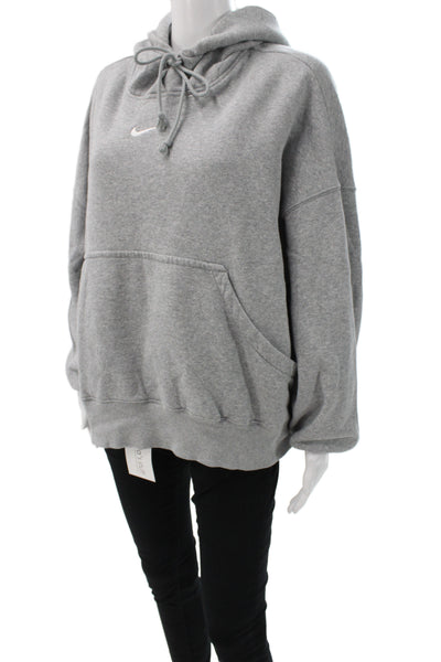 Nike Womens Gray Cowl Neck Pullover Hoodie Long Sleeve Size L