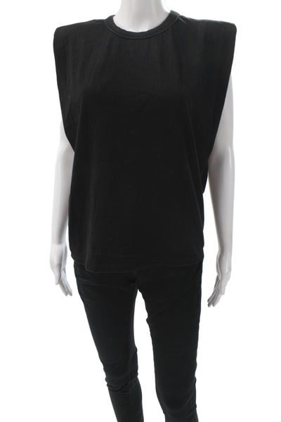 Frankie Shop Women Basic Black Cotton Crew Neck Sleeveless T-Shirt Size XS