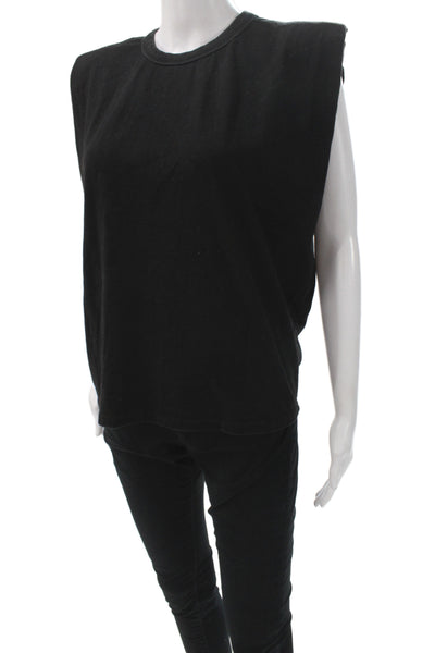 Frankie Shop Women Basic Black Cotton Crew Neck Sleeveless T-Shirt Size XS
