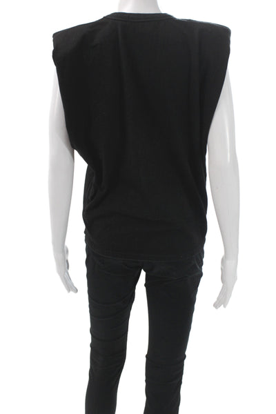 Frankie Shop Women Basic Black Cotton Crew Neck Sleeveless T-Shirt Size XS