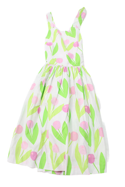 Jacadi Girls Cotton Floral Sleeveless Dress White Size 12