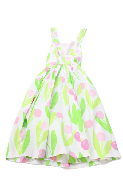 Jacadi Girls Cotton Floral Sleeveless Dress White Size 12