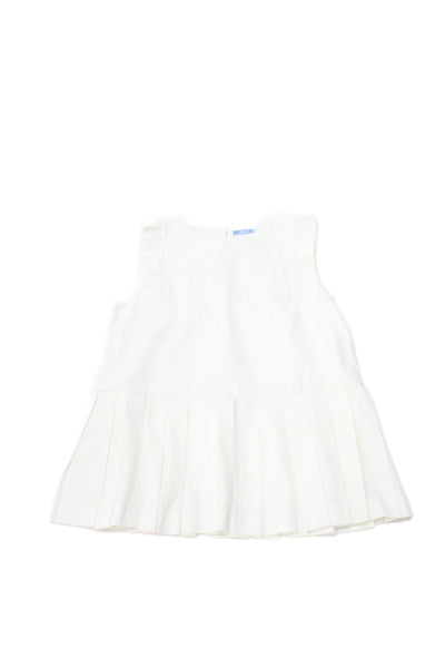 Jacadi Girls Cotton Pleated Sleeveless Blouse Top White Size 10