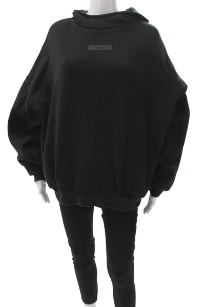 FOG Essentials Unisex Black Pullover Hoodie High Neck Cotton Blend Size M