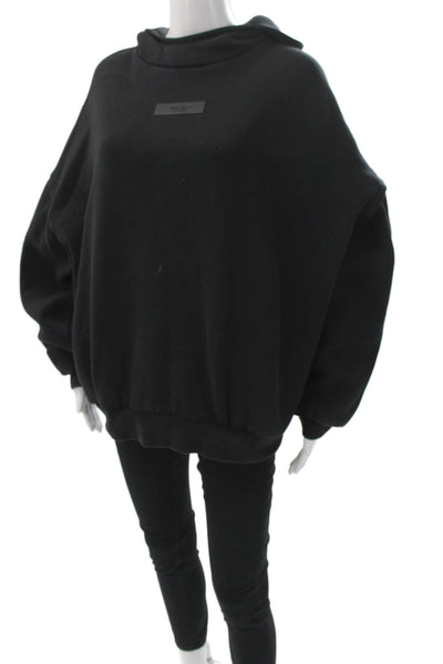 FOG Essentials Unisex Black Pullover Hoodie High Neck Cotton Blend Size M