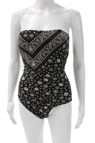 J Crew Womens Paisley One Piece Swimsuit Black Size 4