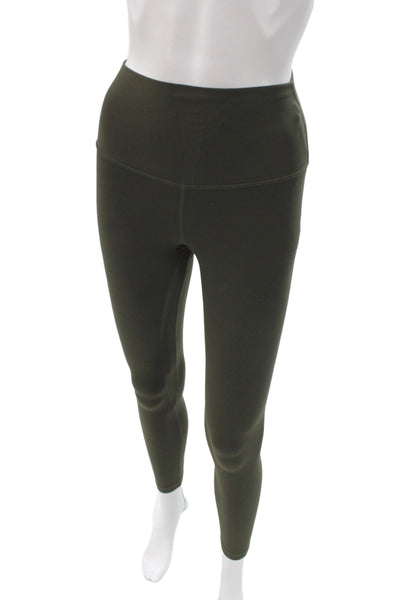 Lululemon Womens Ankle Leggings Green Nylon Solid Athleisure Size 4