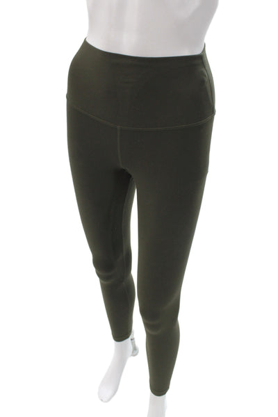 Lululemon Womens Ankle Leggings Green Nylon Solid Athleisure Size 4
