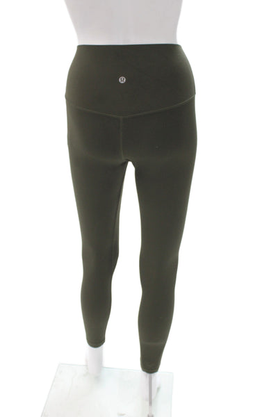Lululemon Womens Ankle Leggings Green Nylon Solid Athleisure Size 4