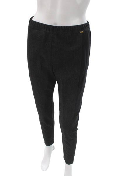 St. John Sport Womens Ribbed Sleeves Full Zipper Jacket Pant Set Black Size 6/4