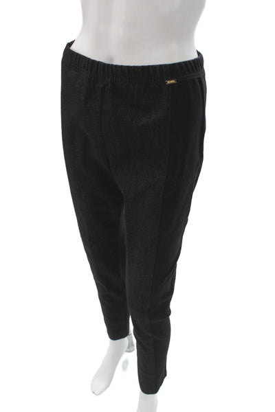 St. John Sport Womens Ribbed Sleeves Full Zipper Jacket Pant Set Black Size 6/4