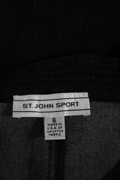 St. John Sport Womens Ribbed Sleeves Full Zipper Jacket Pant Set Black Size 6/4