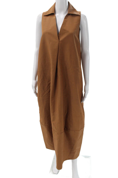 CO Women Collared Sleeveless Maxi Dress Brown Pullover Size M