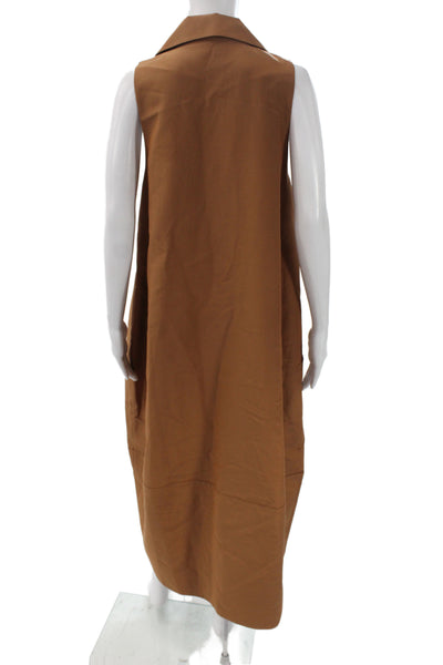 CO Women Collared Sleeveless Maxi Dress Brown Pullover Size M