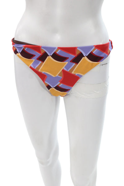 Andie Womens Geometric Brown Swim Bottom Recycled Nylon Size M