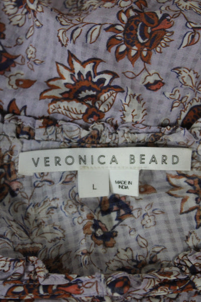 Veronica Beard Womens Tunic Blouse Multicolor Floral Cotton Long Sleeve Size L
