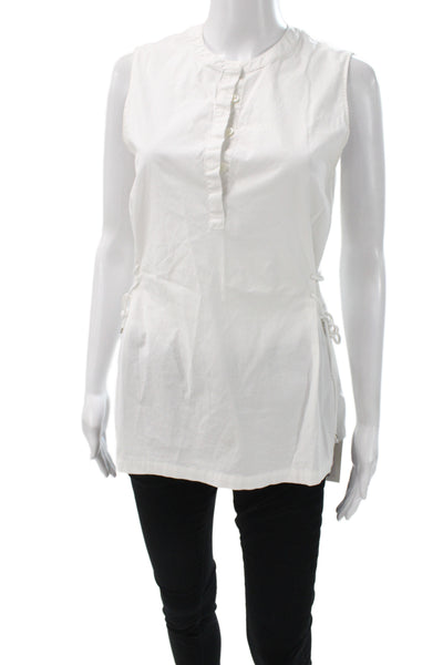 Theory Women Henley Tunic Sleeveless White 95% Cotton Size L