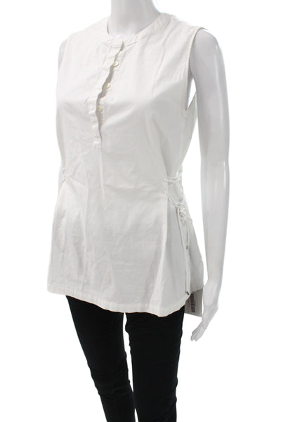 Theory Women Henley Tunic Sleeveless White 95% Cotton Size L