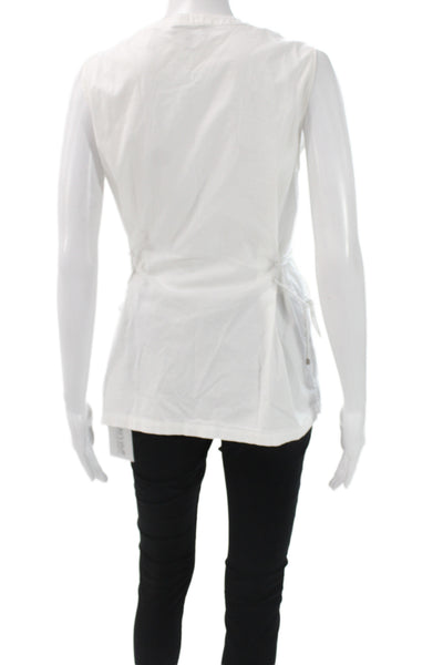 Theory Women Henley Tunic Sleeveless White 95% Cotton Size L