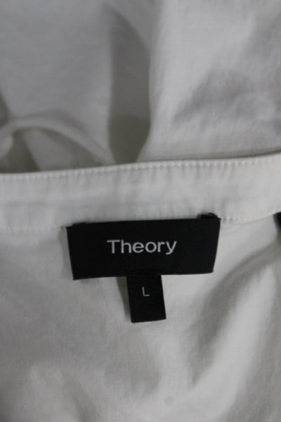 Theory Women Henley Tunic Sleeveless White 95% Cotton Size L