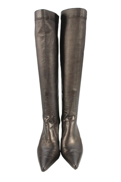 Cole Haan Womens Pointed Toe Heeled Knee High Boots Brown Size 7.5