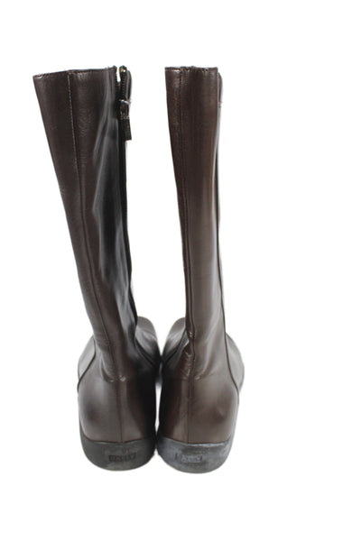 Bally Womens Leather Zippered Flat Mid-Calf Boots Brown Size 7
