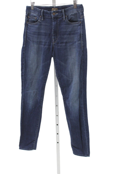 Mother Women Skinny Jeans Blue Cotton High Rise Button Closure Size 27