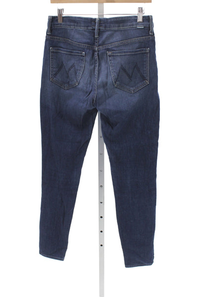 Mother Women Skinny Jeans Blue Cotton High Rise Button Closure Size 27