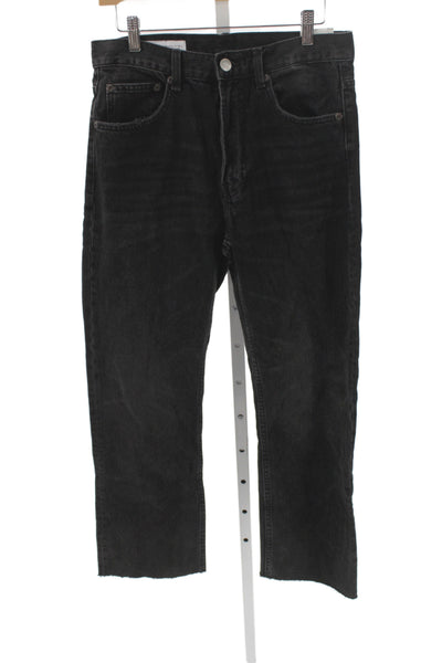 Zara Women Straight Black High Rise Jeans Cotton Blend Size 8