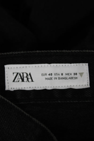 Zara Women Straight Black High Rise Jeans Cotton Blend Size 8