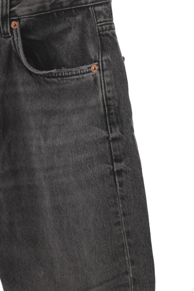 Zara Mens High Rise Straight Jeans Black Cotton Button Size 8