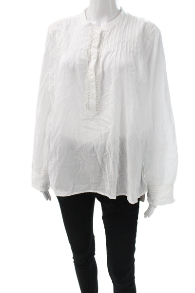 J Crew Women Tunic White Henley Button Long Sleeve Cotton Size XL