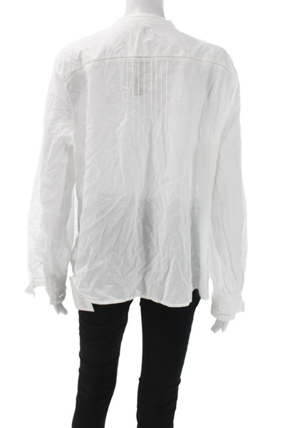 J Crew Women Tunic White Henley Button Long Sleeve Cotton Size XL