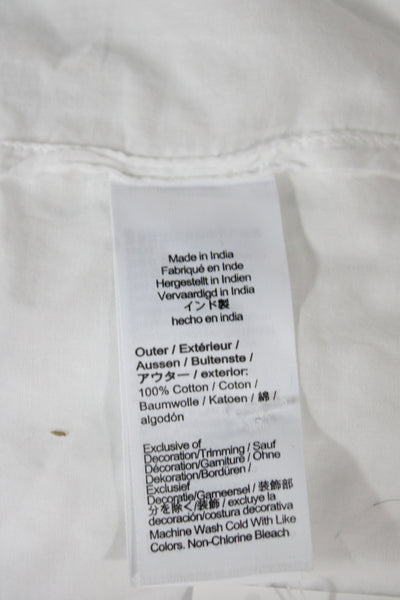 J Crew Women Tunic White Henley Button Long Sleeve Cotton Size XL
