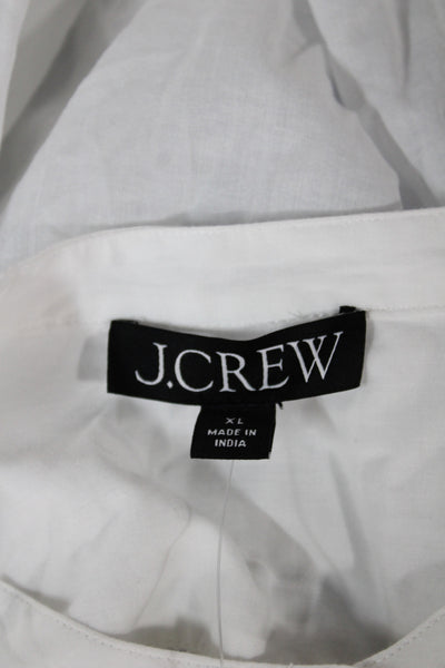 J Crew Women Tunic White Henley Button Long Sleeve Cotton Size XL