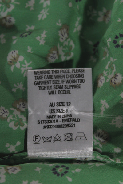 Scanlan Theodore Women Tunic Green Silk Floral Long Sleeve Size 8