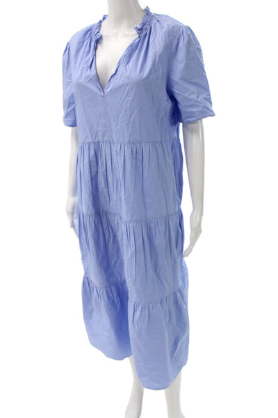 By Malene Birger Women Trapeze Swing Maxi Dress Blue Organic Cotton Size 38