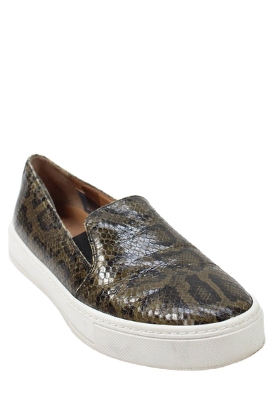 Aquatalia Womens Snakeskin Print Low Top Sneakers Brown Black Size 9 Medium
