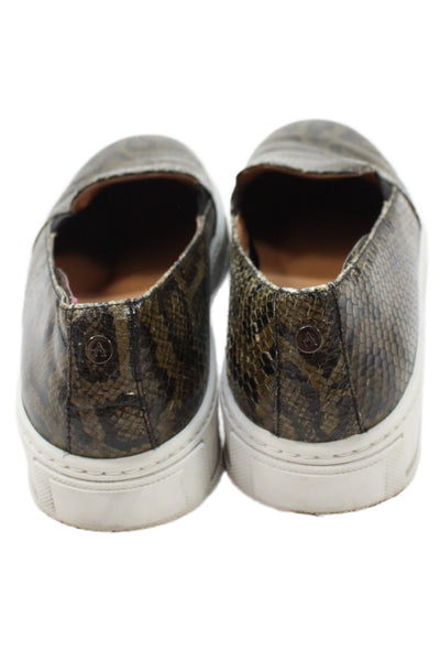 Aquatalia Womens Snakeskin Print Low Top Sneakers Brown Black Size 9 Medium