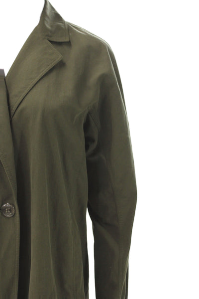 Lafayette 148 New York Women Overcoat Green Button Long Sleeve Size XS