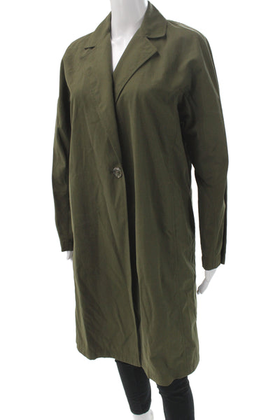 Lafayette 148 New York Women Overcoat Green Button Long Sleeve Size XS