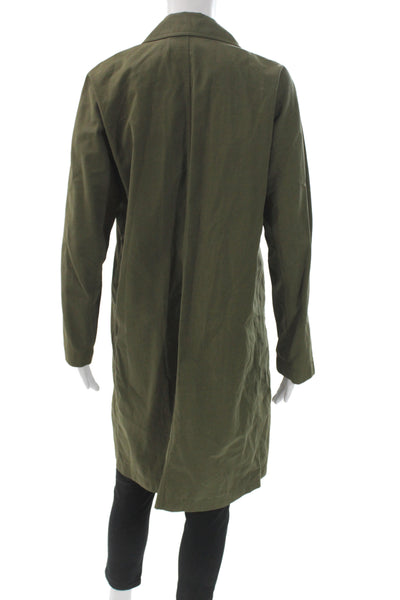 Lafayette 148 New York Women Overcoat Green Button Long Sleeve Size XS