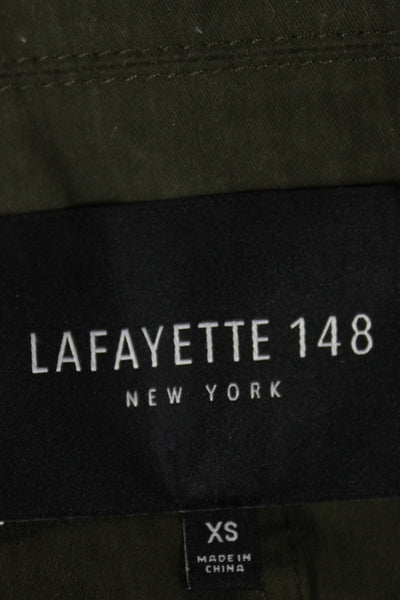 Lafayette 148 New York Women Overcoat Green Button Long Sleeve Size XS