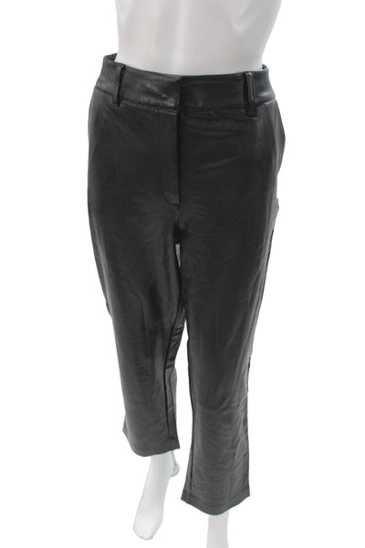Commando Womens Ankle Faux Leather Pants Black Button Size M